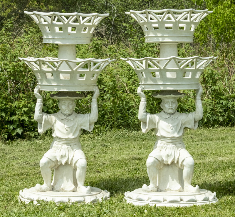 Appraisal: PR OF EXOTIC GARDEN PLANTERS th c Resin Two-Tiered Open