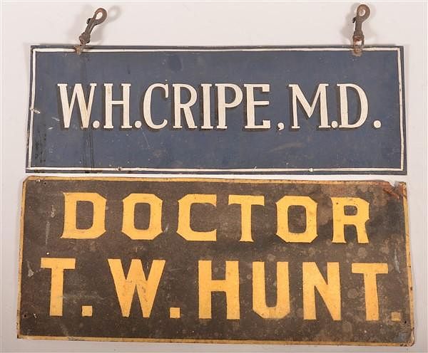 Appraisal: Two Antique Painted Tin Doctor's Trade Signs Two Antique Painted