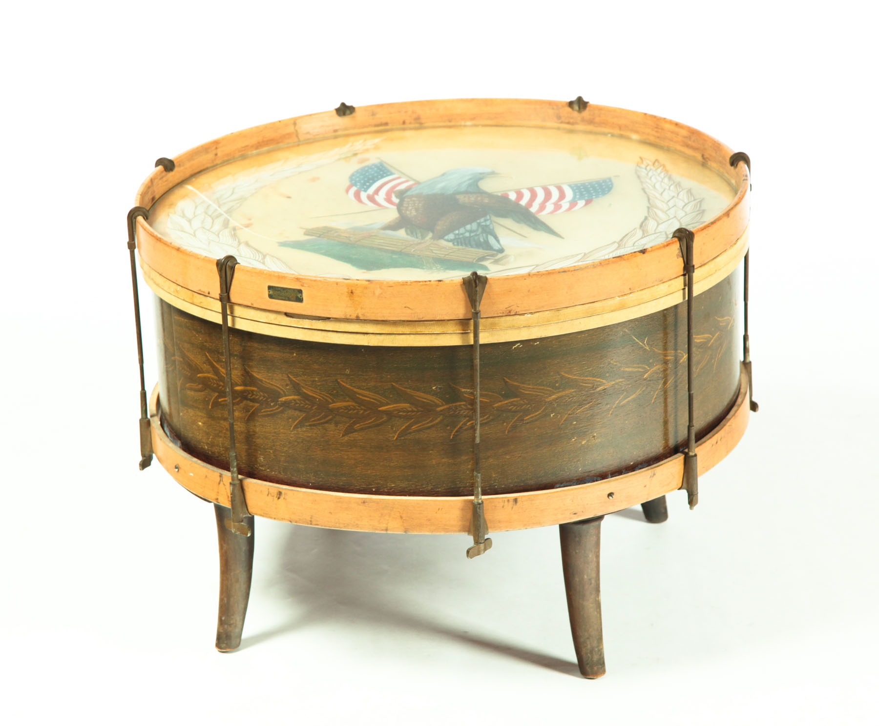 Appraisal: TABLE MADE FROM A DRUM Drum made by the Duplex