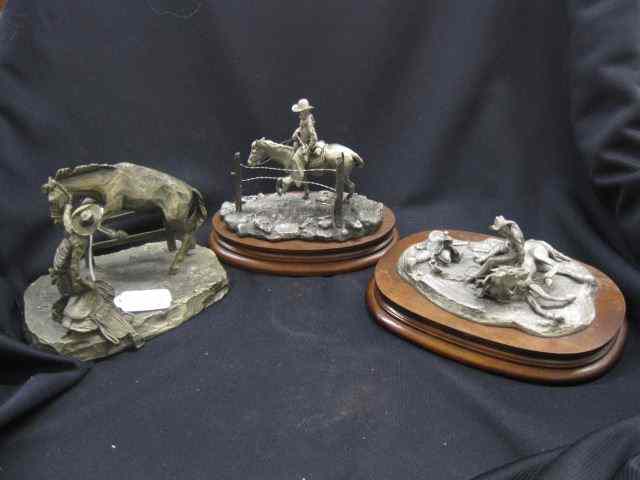 Appraisal: Chilmark Pewter Western Figurines includes ''Getting Acquanted'' and rider on