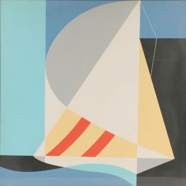 Appraisal: John Vassos Greek American - abstract sailboat enamel on aluminum