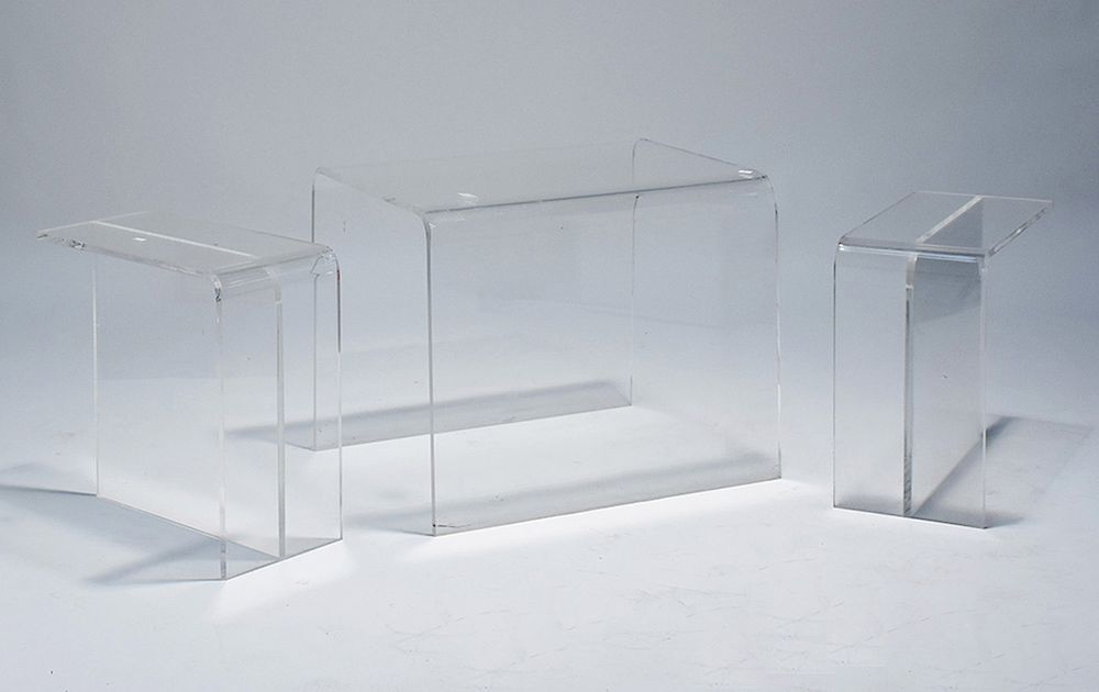 Appraisal: Three Lucite tables pair end tables Three Lucite tables pair