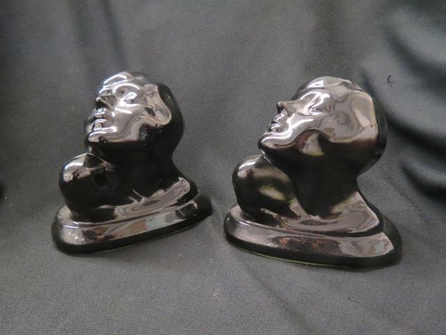 Appraisal: Pair of Art Deco Ceramic Bookends bust of lady signed