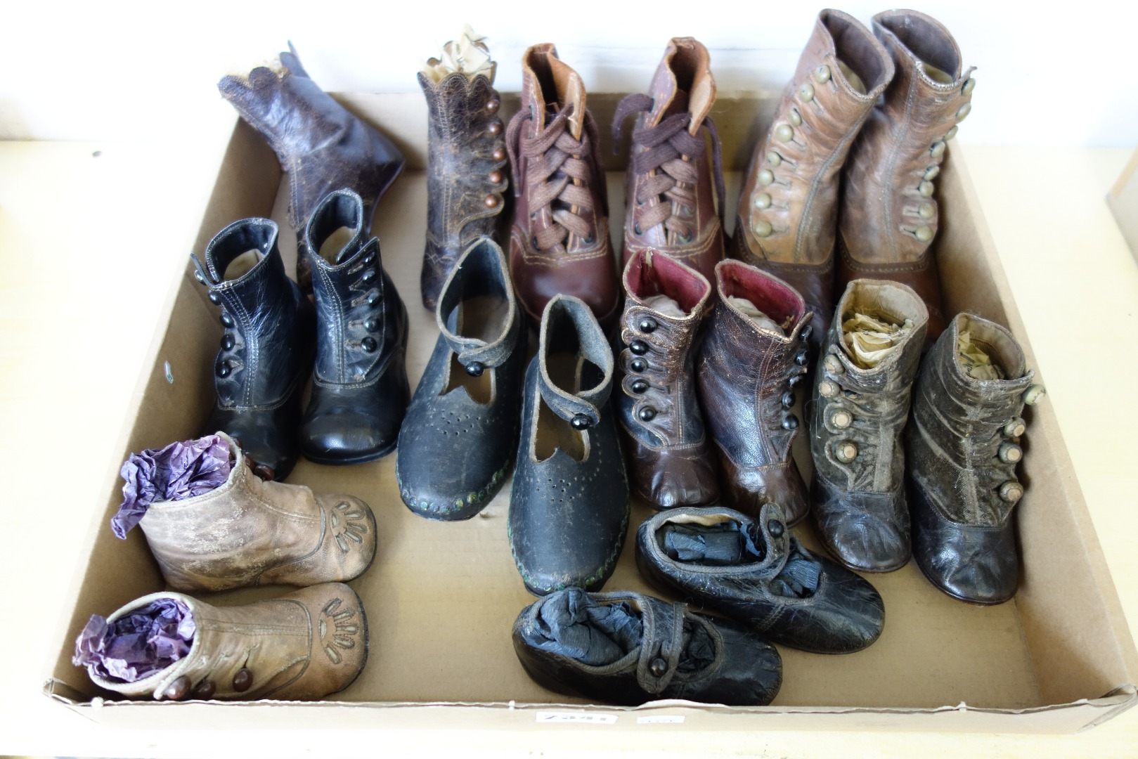 Appraisal: Nine pairs of children's leather shoes Victorian and early th