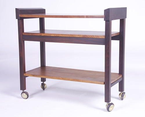 Appraisal: GEORGE NAKASHIMA Tea trolley of walnut and rosewood This rare