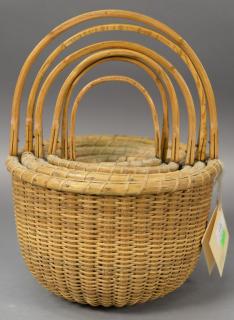 Appraisal: Nest of six Nantucket type baskets signed by Richard Goding