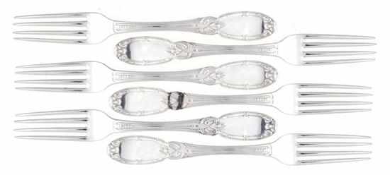 Appraisal: American coin silver forks set by William Gale Son New