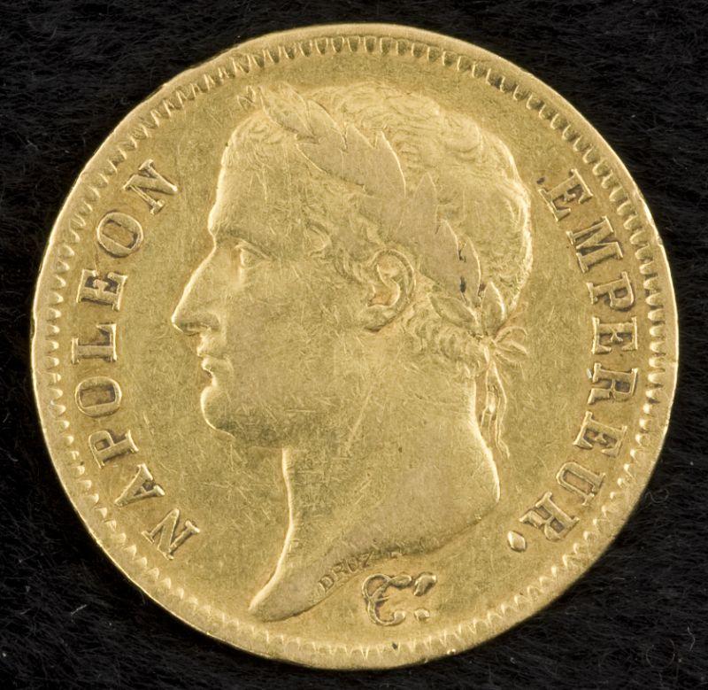 Appraisal: France Napoleon I Gold Francs A and cock mintmark good