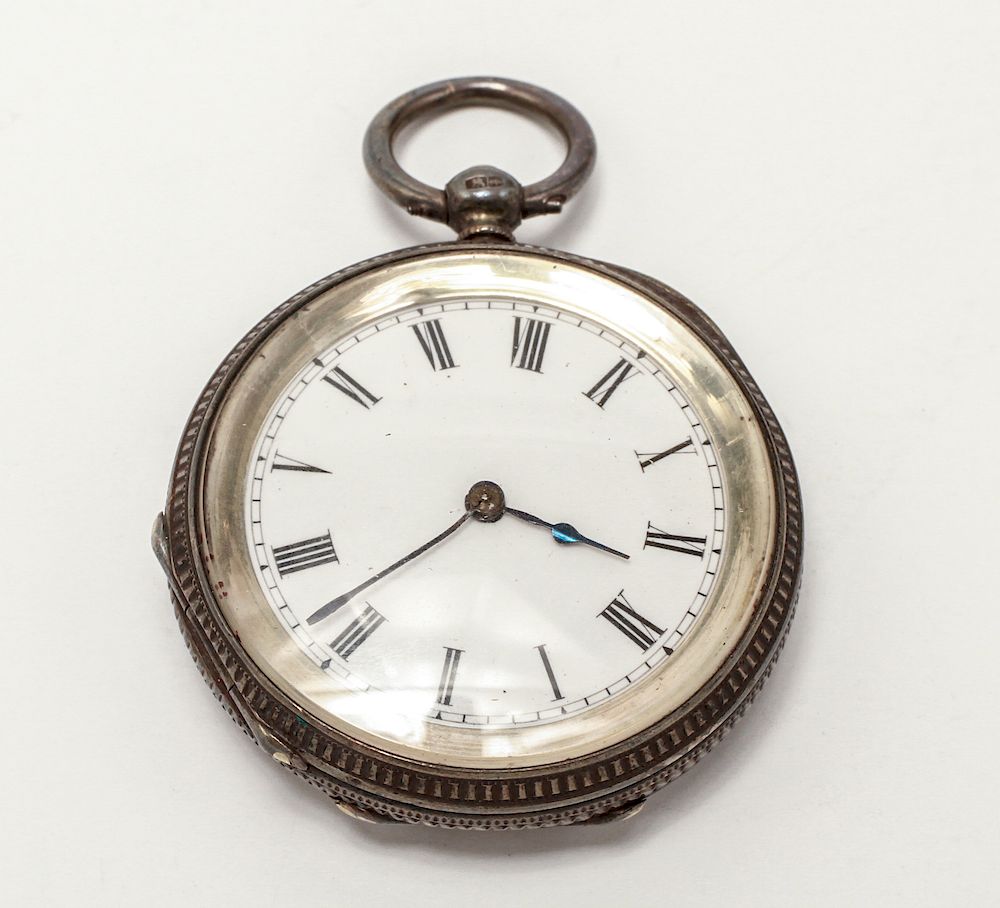 Appraisal: English Sterling Silver Open-Face Pocket Watch English sterling silver open-face