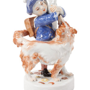 Appraisal: A Meissen Porcelain Figure of a Boy with a Dog