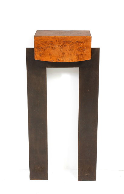 Appraisal: PHILIP HEARSEY CONTEMPORARY SCHOOL CONSOLE TABLE walnut and wrought steel