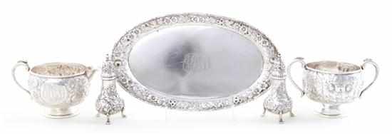 Appraisal: American sterling table articles Kirk Son oval salver L ''