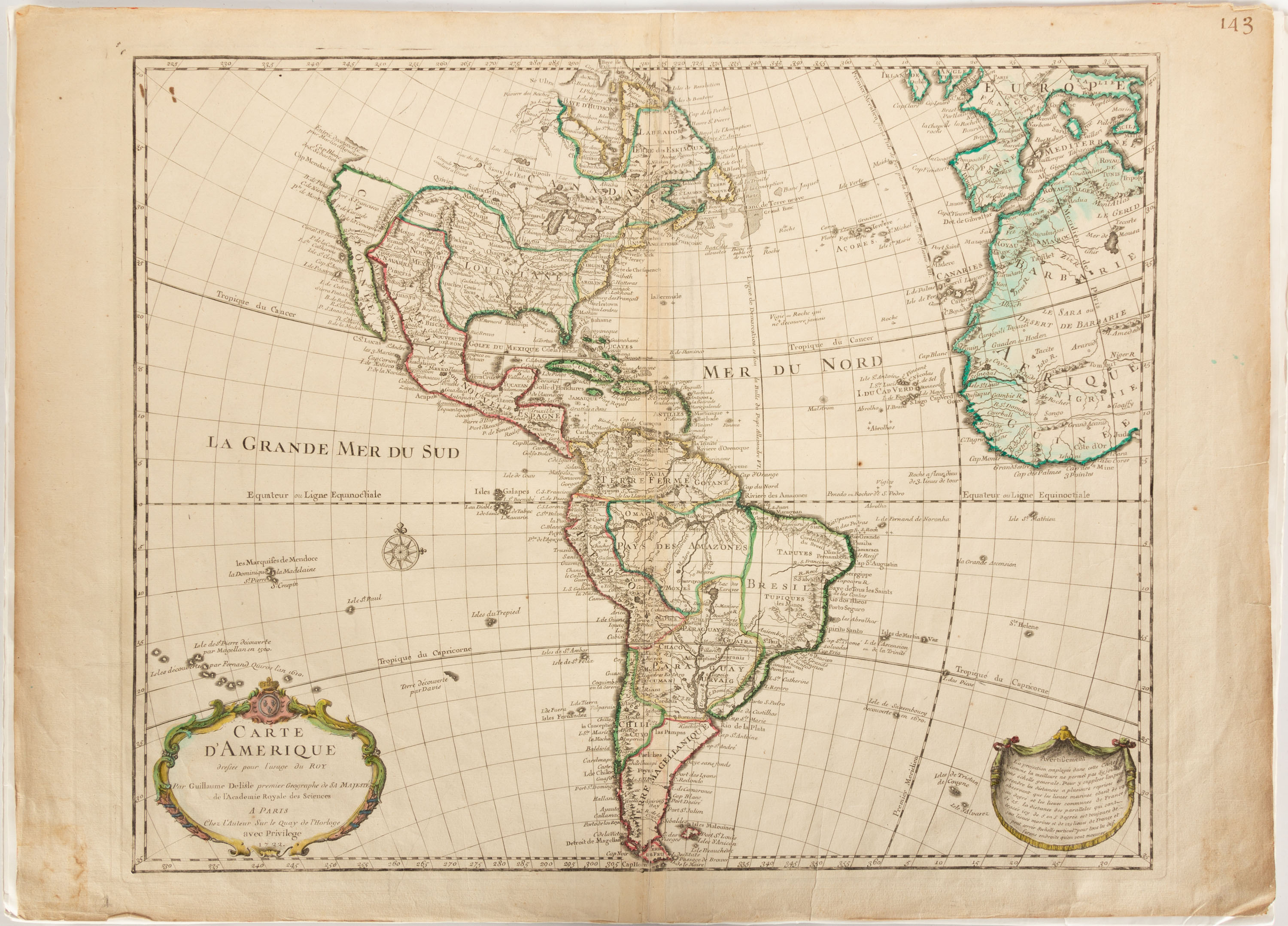 Appraisal: DE L'ISLE GUILLAUME CARTE D'AMERIQUE AND ABRAHAM OTTELIUS MAP OF