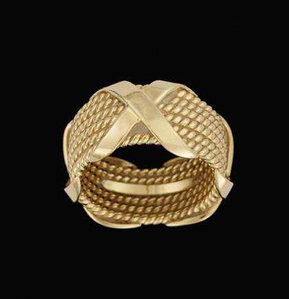 Appraisal: karat yellow gold ring Schlumberger from Tiffany Co Woven rope