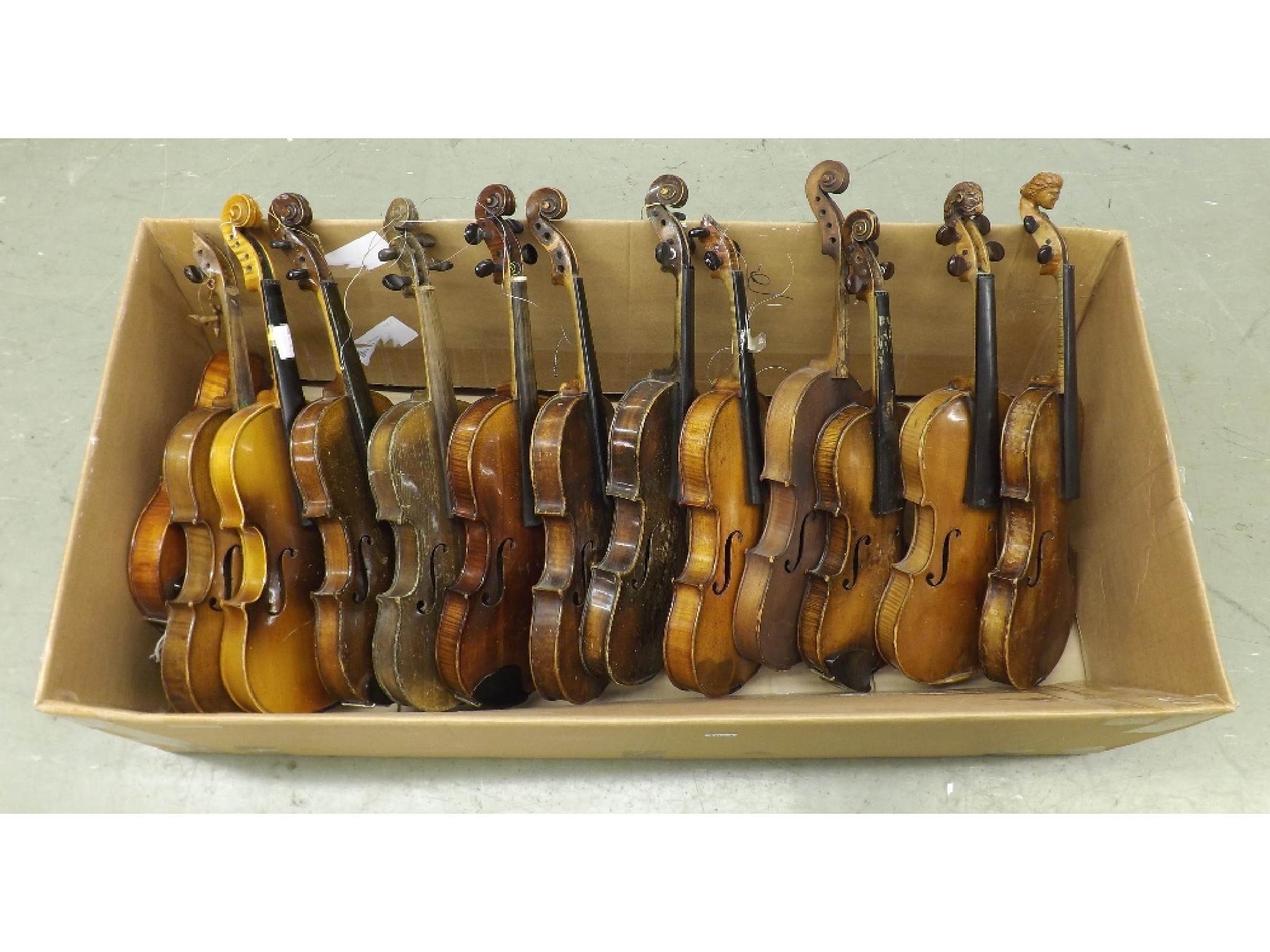 Appraisal: Thirteen various full size violins in need of restoration and