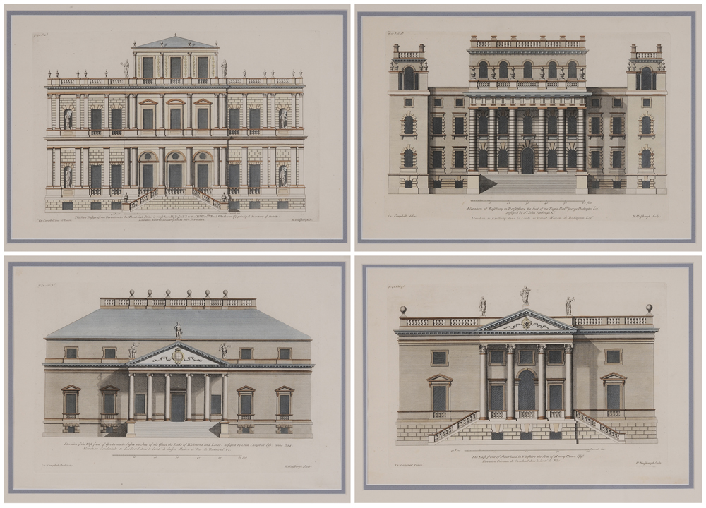 Appraisal: After Colen Campbell British -circa Four architectural elevations from Vitruvius