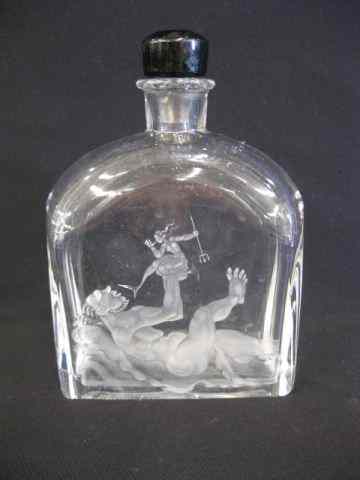 Appraisal: Orrefors Swedish Crystal Decanter of Manholding a small mermaid fine