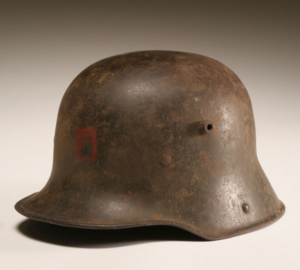 Appraisal: WWI German M steel infantry helmet partial insignia on front