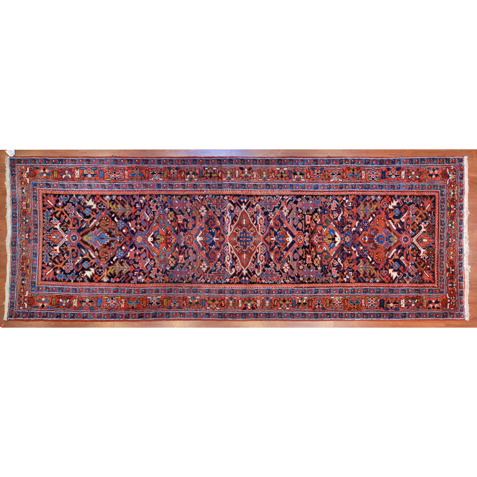 Appraisal: SEMI-ANTIQUE HERIZ RUNNER PERSIA X Second quarter- th century hand-knotted