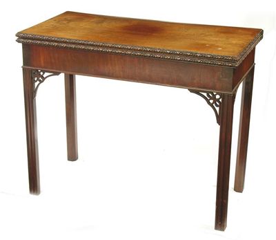 Appraisal: A late George III mahogany concertina action card table the