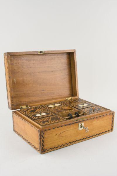 Appraisal: English Sewing Box British Colonial th c Kingwood with extensive