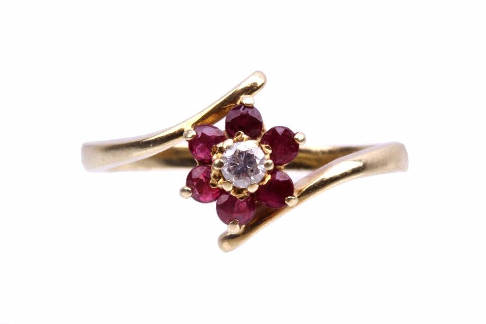 Appraisal: 's Estate K Gold Diamond Spinel Flower Ring Included in