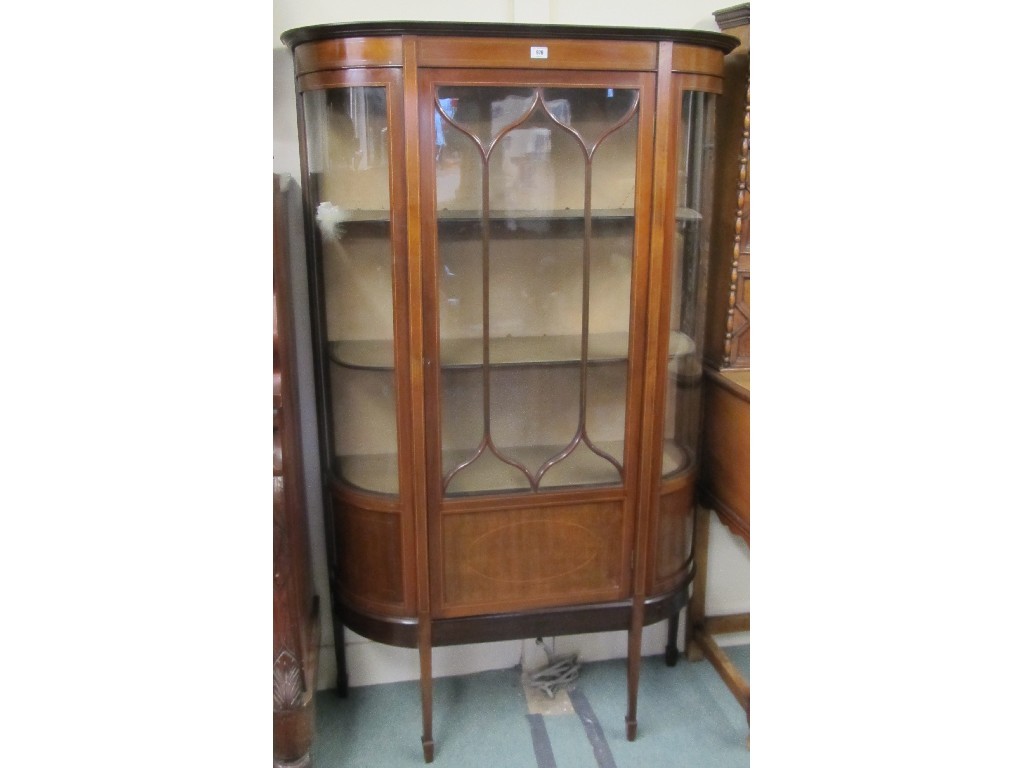 Appraisal: Edwardian mahogany inlaid display cabinet