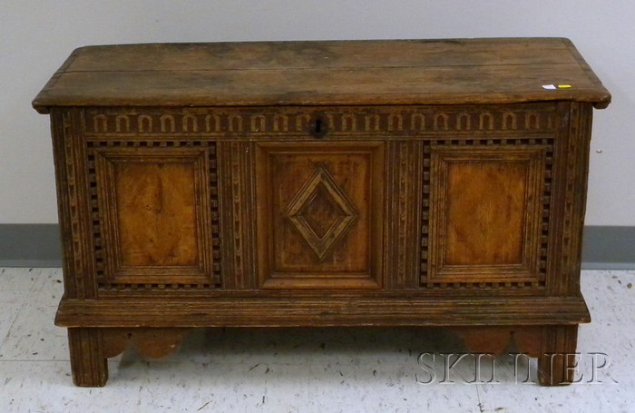 Appraisal: Provincial Carved Oak Storage Chest lg in