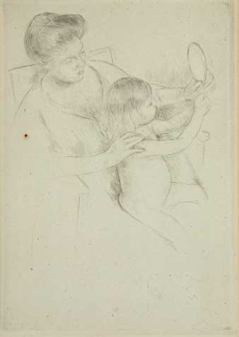 Appraisal: MARY CASSATT Looking into the Hand Mirror No Drypoint on