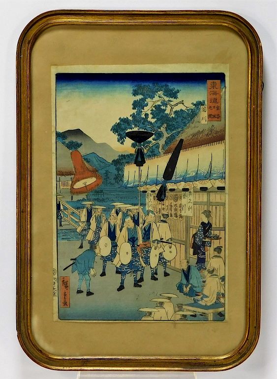 Appraisal: Utagawa Hiroshige Tea House Genre Woodblock Print Utagawa Hiroshige Japan