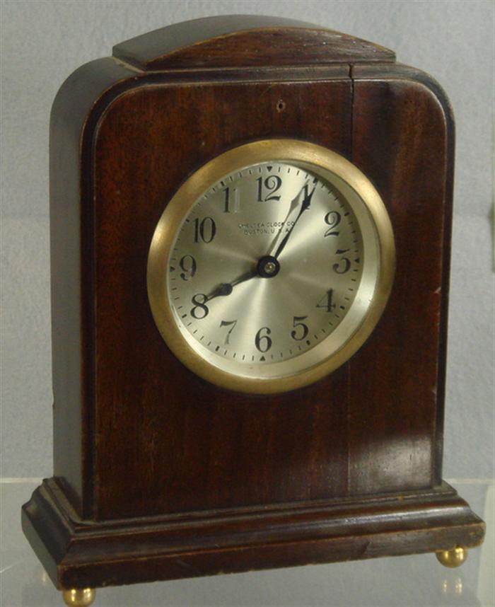 Appraisal: Chelsea mahogany desk clock dial running slight split in case