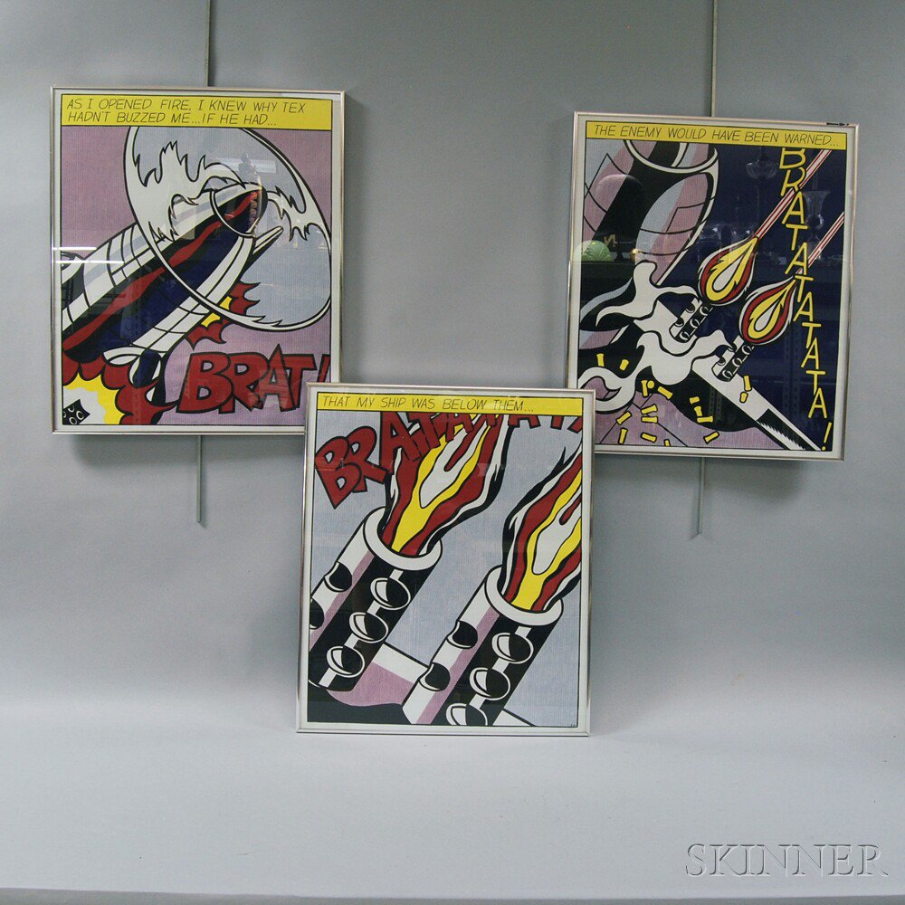 Appraisal: Roy Lichtenstein American - As I Opened Fire triptych large