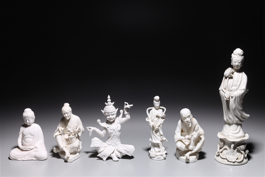 Appraisal: Group of six various blanc de chine figures including Guanyin