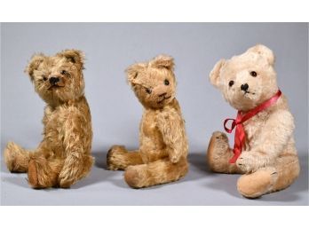 Appraisal: Three early mohair bears including one golden glass eyed bear