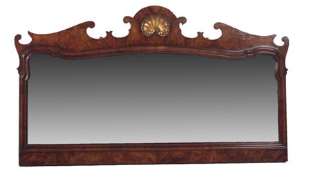 Appraisal: A Victorian walnut overmantle mirror the shaped top with gilt