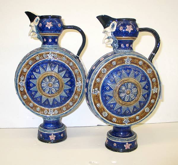 Appraisal: A pair of German stoneware pitchers late th century Each