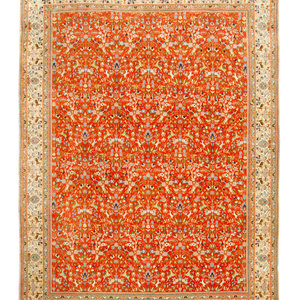 Appraisal: A Tabriz Hunting Design Border Wool Rug th Century feet