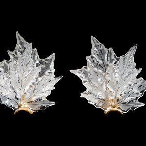 Appraisal: A Pair of Lalique Champs-Elysees Sconces TH CENTURY each leaf