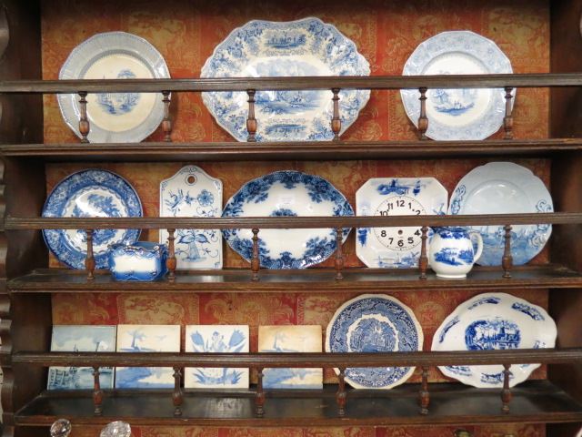 Appraisal: pc Blue White Ironstone China Collection includes platters plates tiles