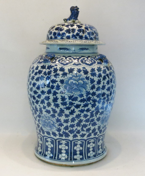 Appraisal: CHINESE PORCELAIN BLUE AND WHITE JAR with floral and vine