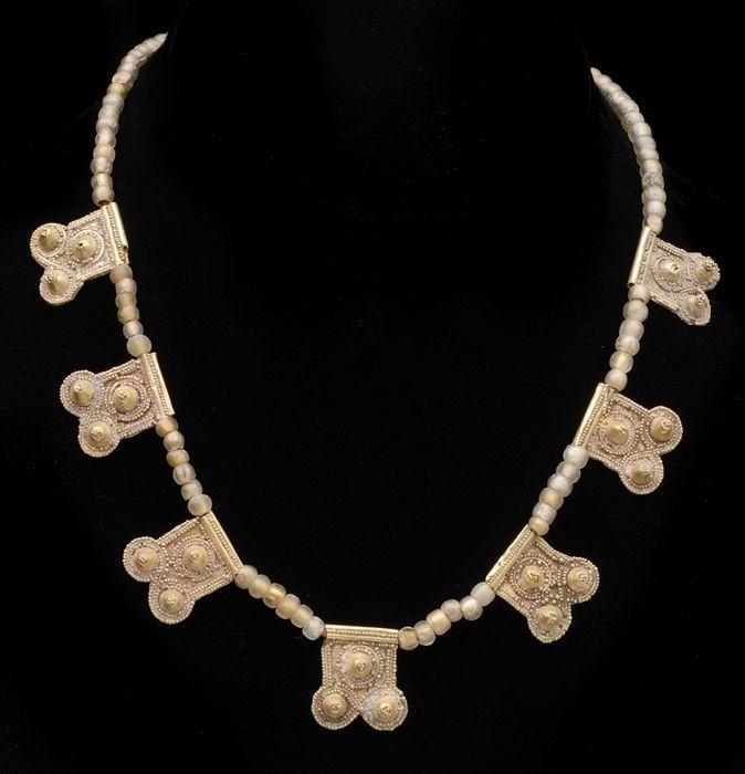 Appraisal: Sassanian-Style Bead and Metal Pendant Necklace