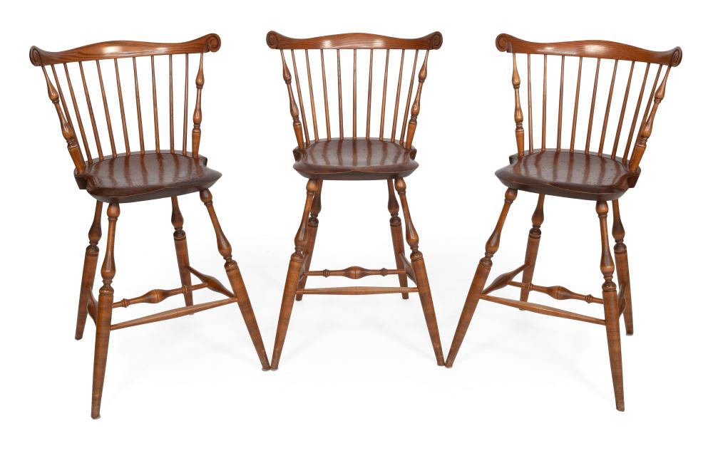 Appraisal: THREE WARREN CHAIR WORKS WINDSOR PUB CHAIRS Warren Rhode Island