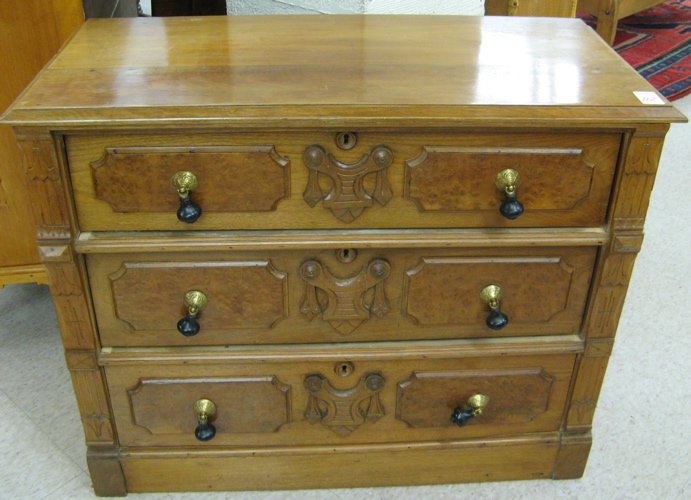 Appraisal: VICTORIAN WALNUT CHEST OF DRAWERS Renaissance Revival design American th