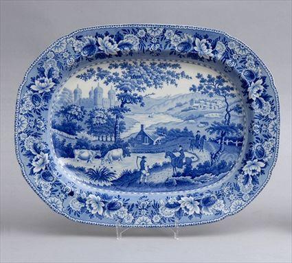 Appraisal: BAKER BEVENS AND IRWIN TRANSFERWARE PLATTER With scene of equestrians