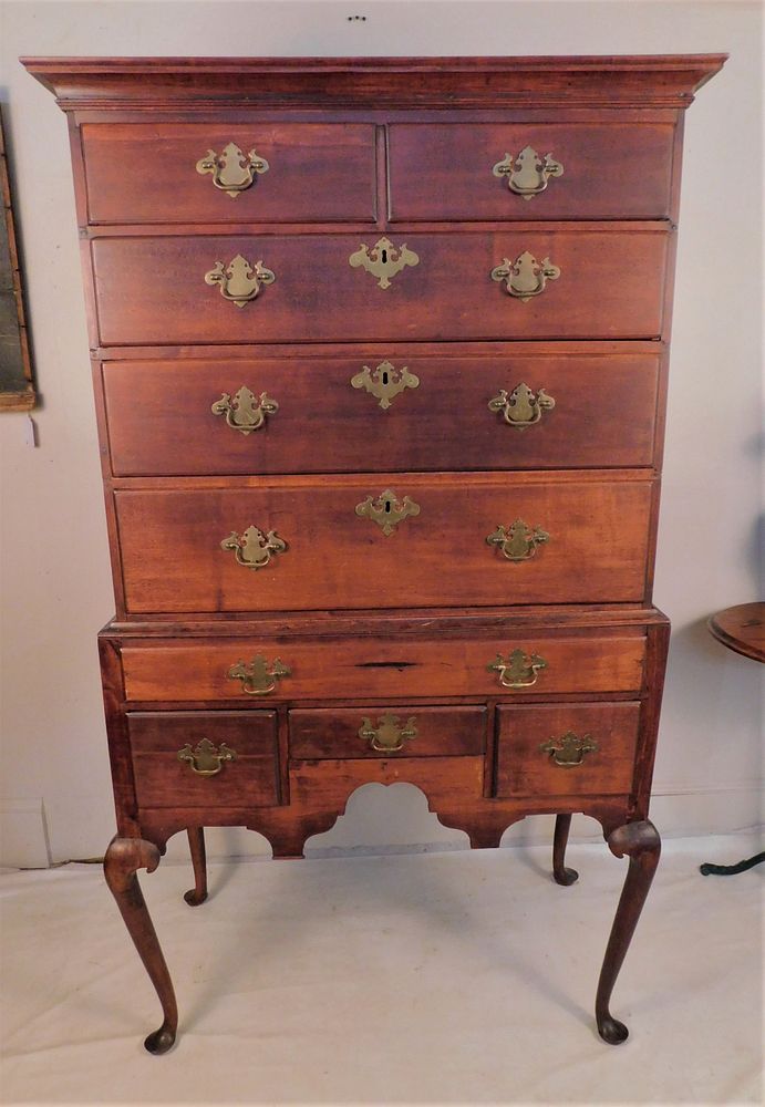 Appraisal: PERIOD QUEEN ANNE HIGHBOY All original ca maple part Queen