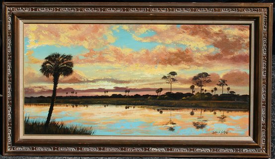 Appraisal: SCHEFFER Jules American th C ''Pine Island Sunset'' OIL Canvas