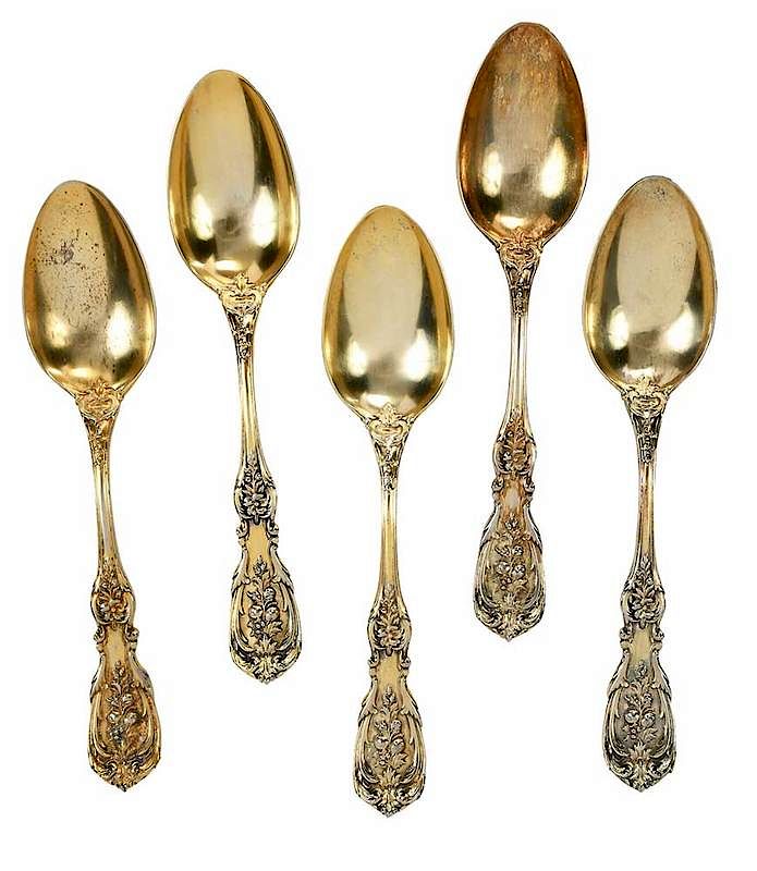 Appraisal: Set of Francis I Gilt Sterling Soup Spoons American th