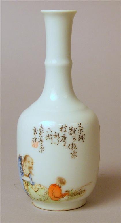 Appraisal: Small Chinese famille rose bottle vase republic period Slender neck