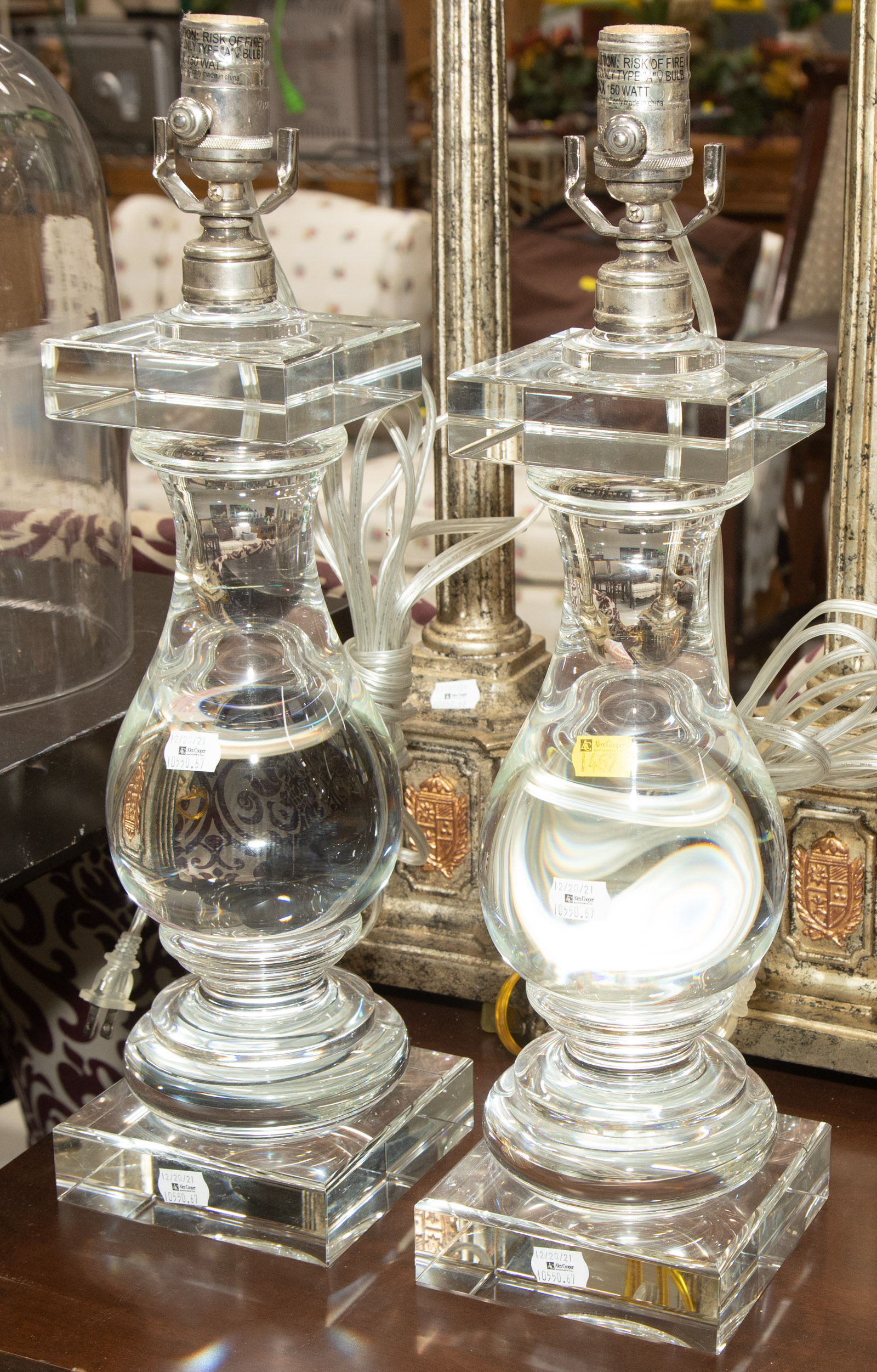 Appraisal: TWO PAIRS OF TABLE LAMPS Including a pair of solid