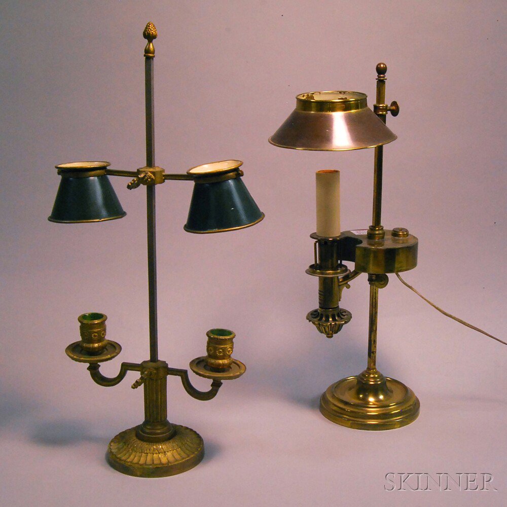 Appraisal: Two Brass Boudoir Lamps one electrified with one light and